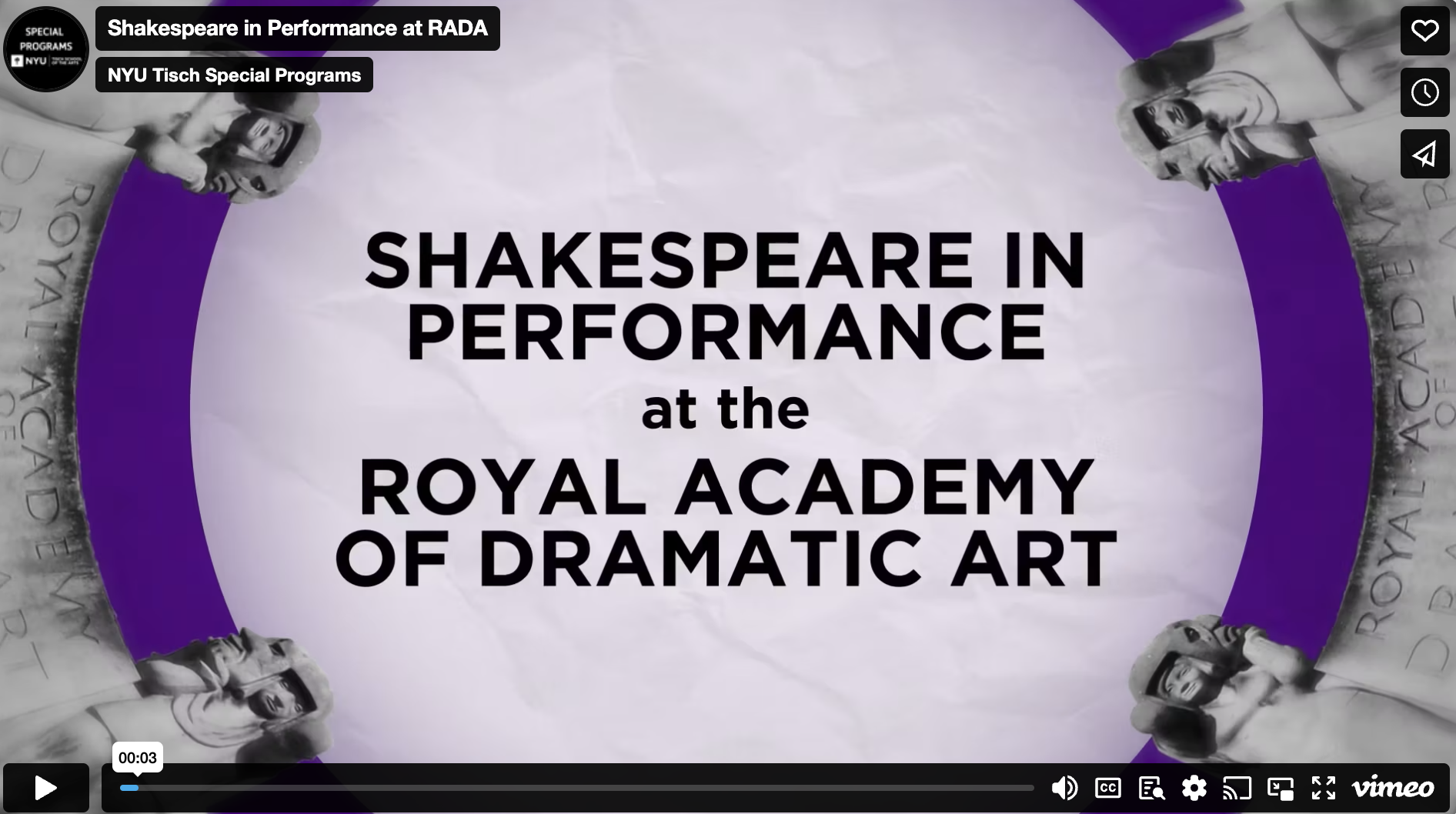 Still image of the Shakespeare in Performance at RADA video